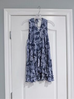 Blue B collection Sleeveless Blue Floral Tiered Summer Dress